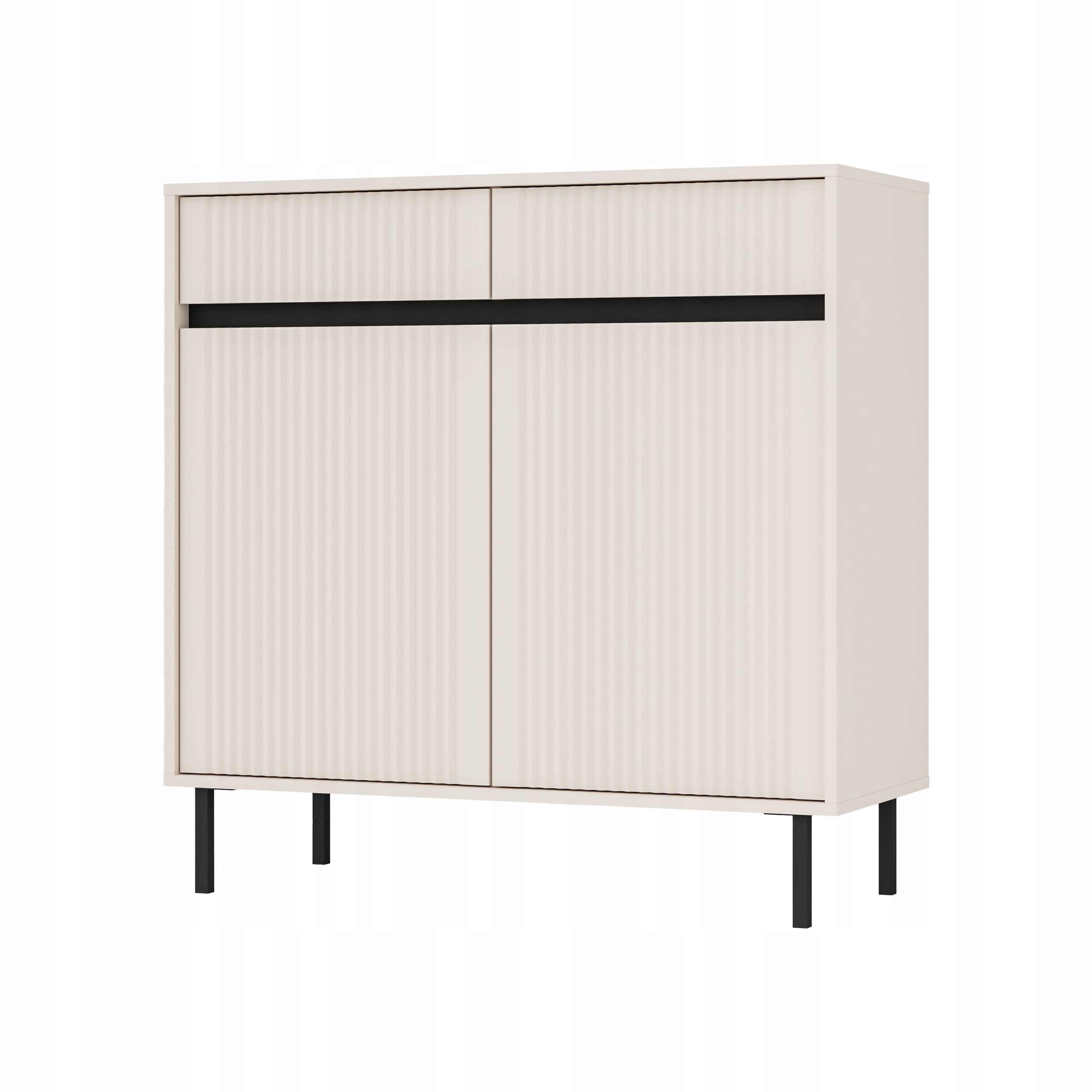 Komoda Ostia 100 cm do obývacího pokoje Ložnice 2 zásuvky 2 Dvířka Béžová