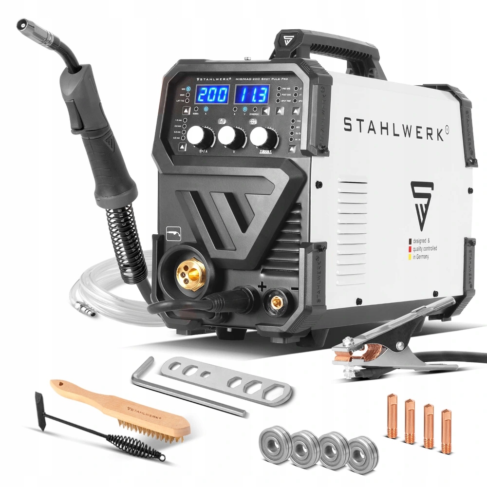 Svařovací Stroj Migomat Invertor Igbt Stahlwerk Mig 200 Spot Puls Synergie 5V1 Alu