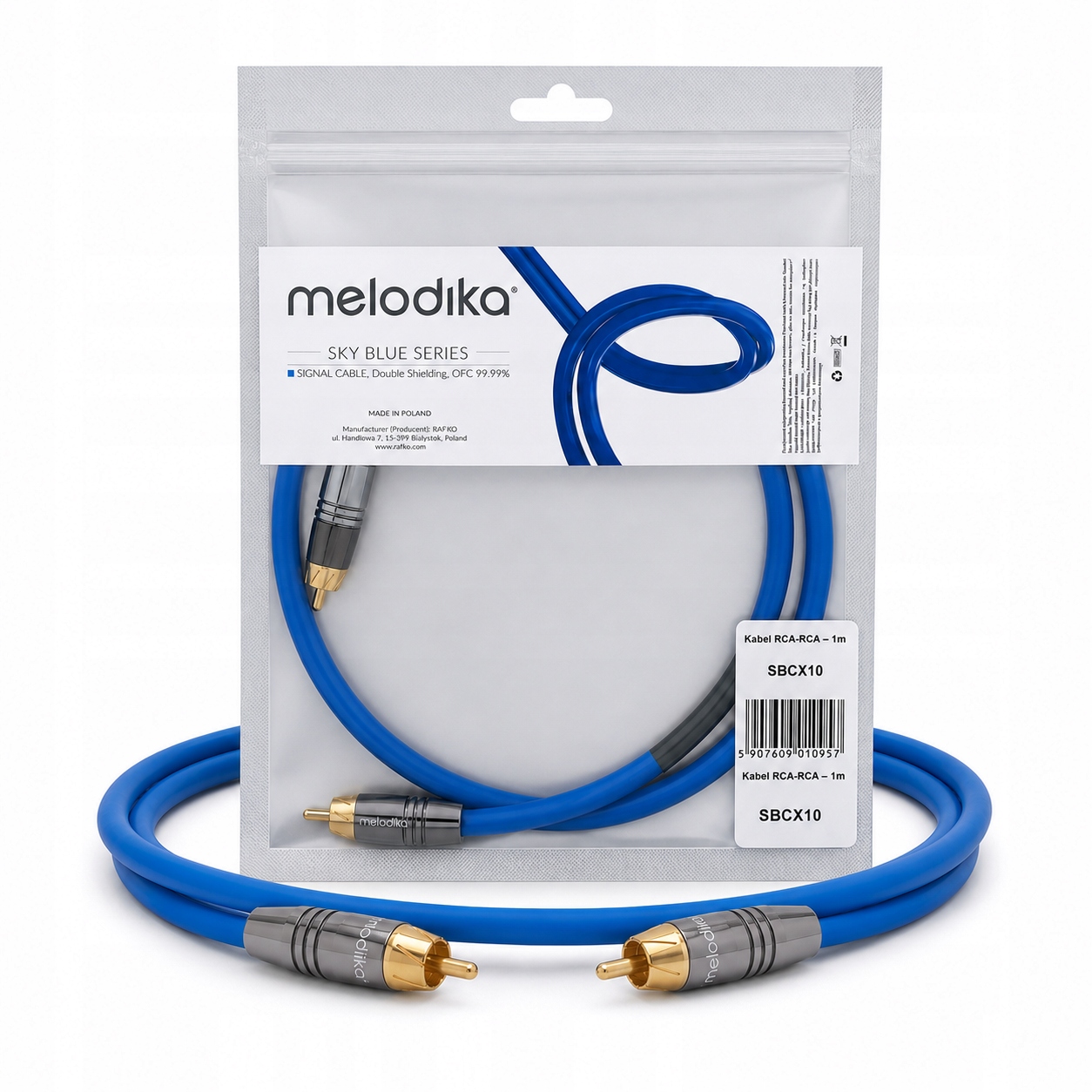 Melodika SBCX10 Sky Blue Koaxiálny Kabel Rca Rca Cinch Coaxial 1 m