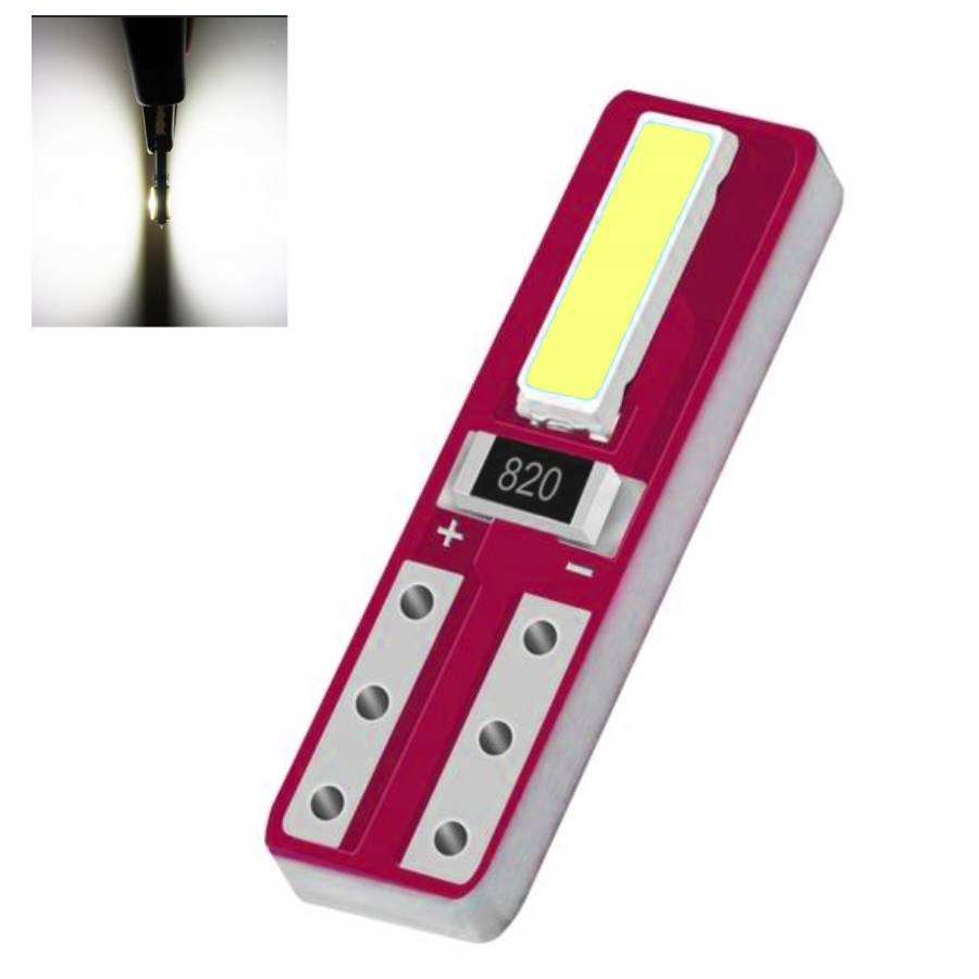 Żarówka W1,2W Led T5 R5 Kokpitu Licznika Canbus Biała Zimna 2X Chip Smd