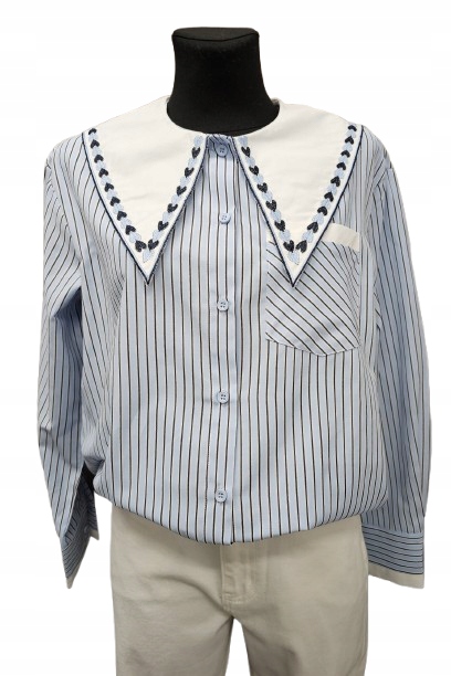 Elegantní Žebrovaná Košile S Ozdobným Vyšívaným Límcem Golden Days Paris-s/m