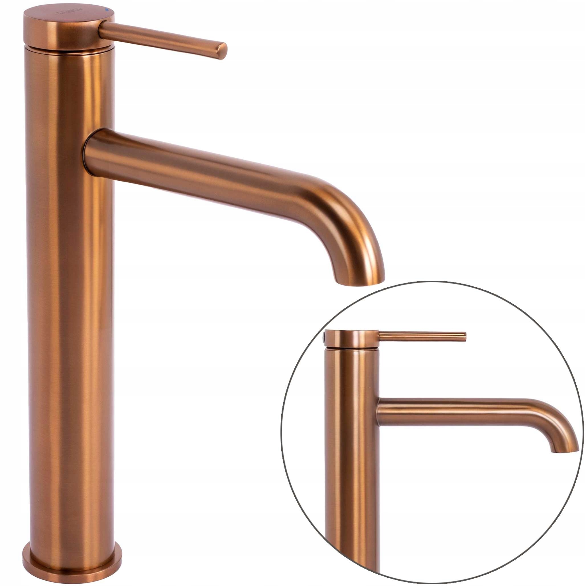 Umývadlová batéria vysoká medená Rea Spot kartáčovaná, pevná