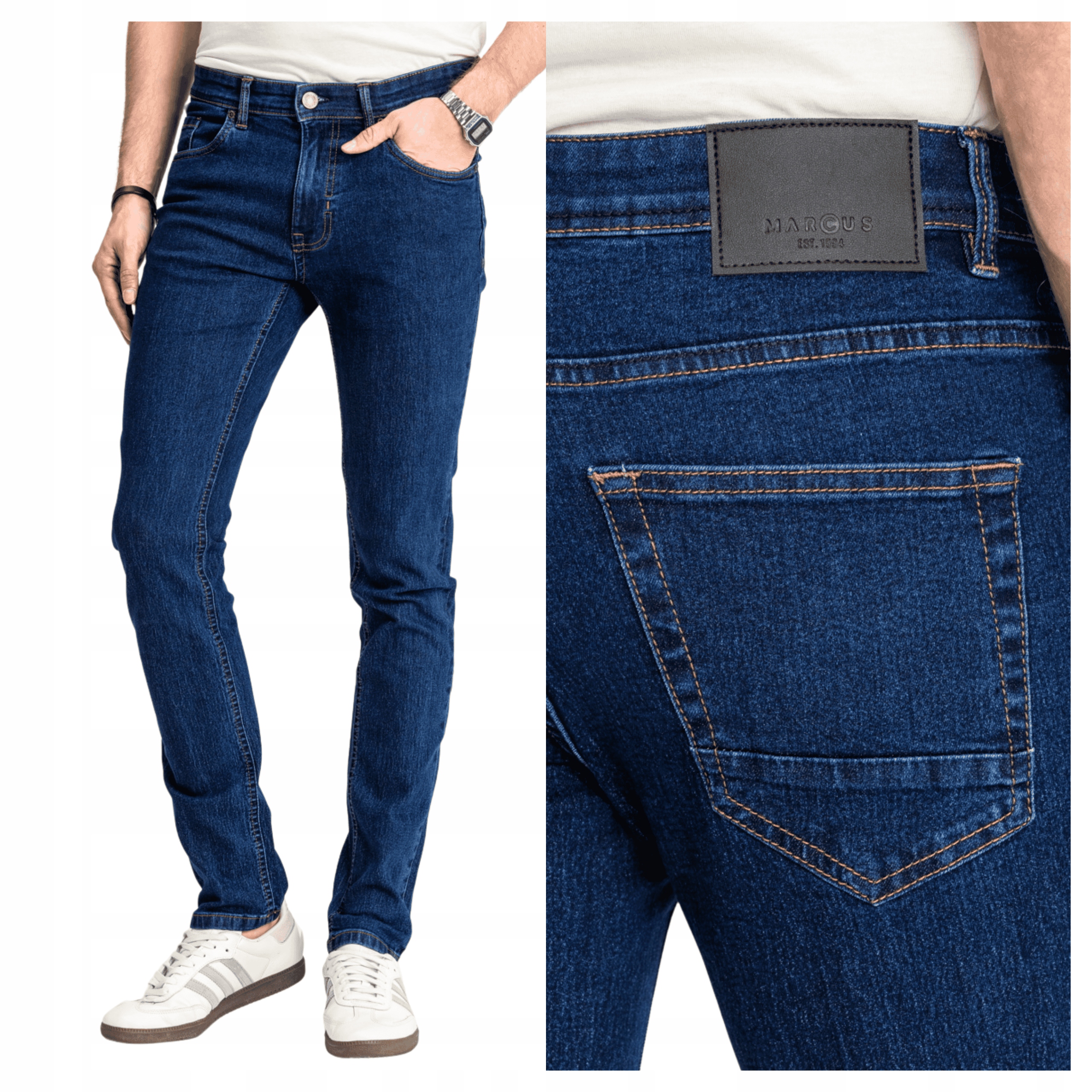 Pánské kalhoty Jeans Marcus Sebb Jednoduché Klasické Modré W33 L34