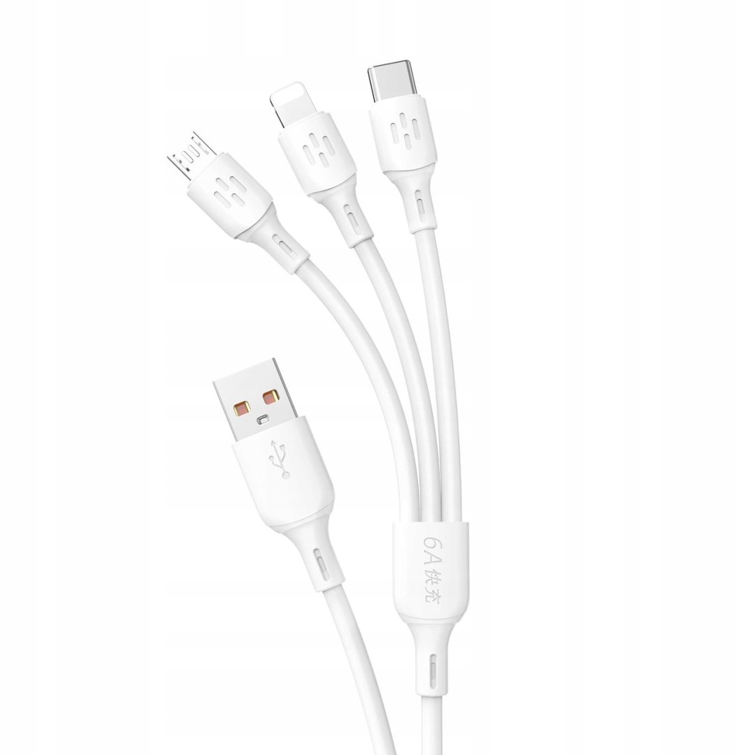 Kabel Dudao L8A-3in1 Usb-a Usb-c micro Usb Lightning 480Mb/s 1.2m b
