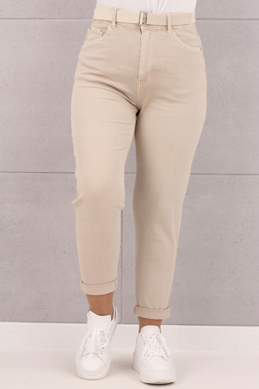 JEANSY DAMSKIE PASEK GRATIS SPODNIE JEANSOWE NA GUMCE DUŻE ROZMIARY Płeć kobieta