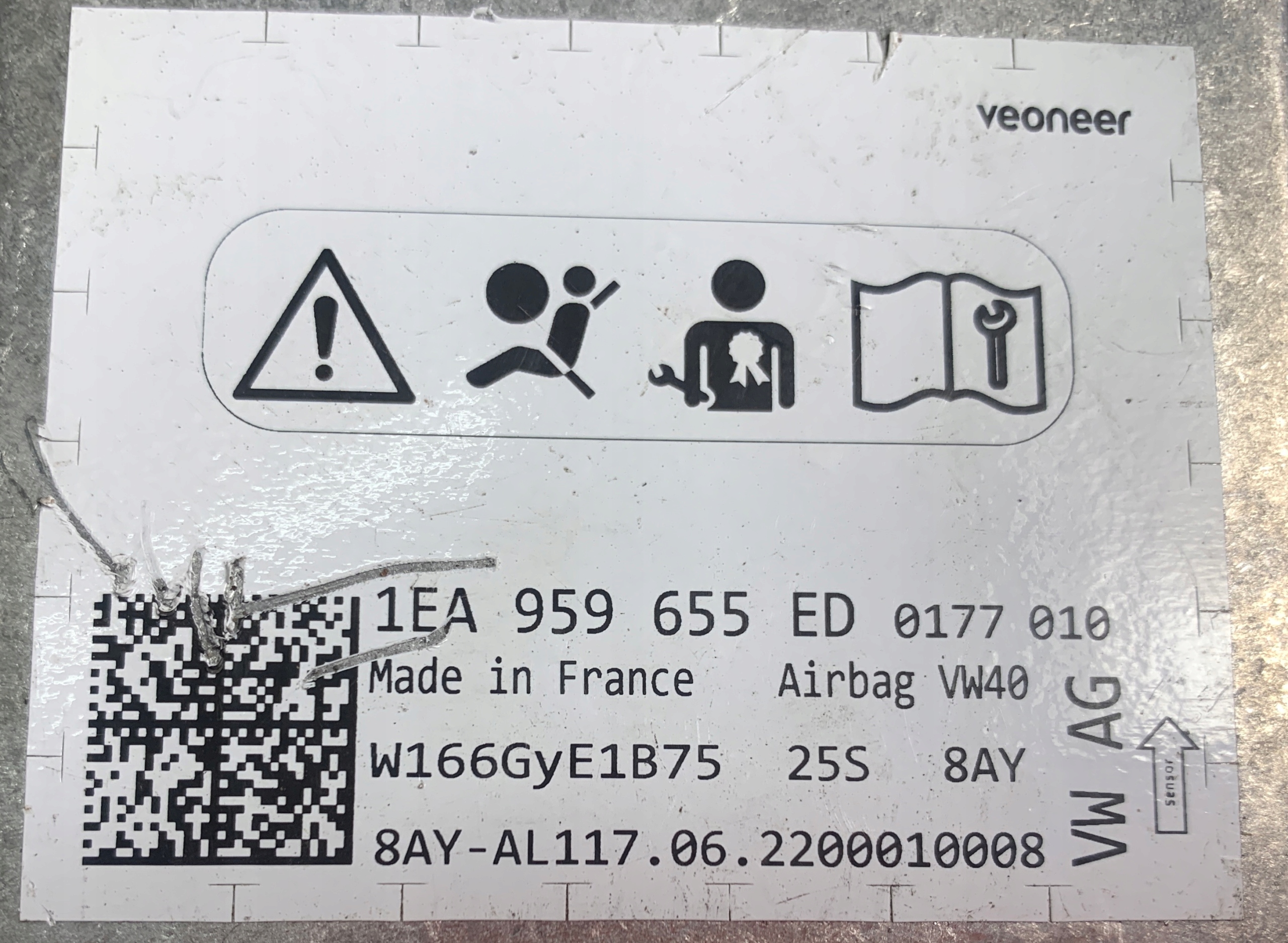 SKODA VW AUDI SEAT MODULO SENSOR AIRBAG AIRBAG 1EA959655ED