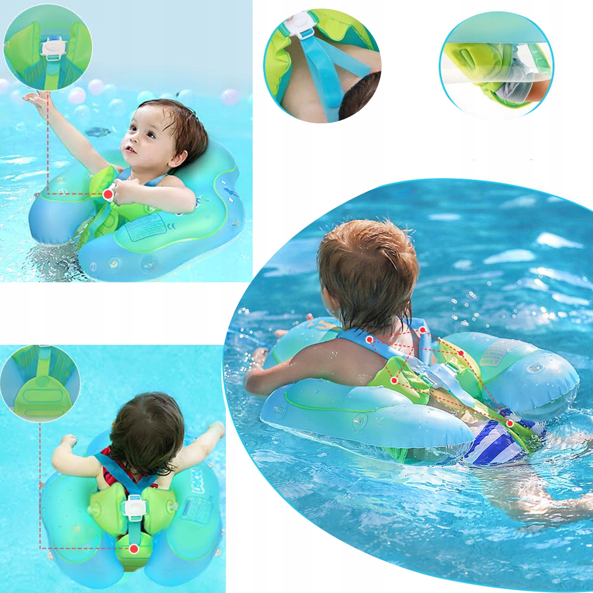 KOŁO DO PŁYWANIA DLA NIEMOWLĄT DZIECI Z DASZKIEM Szerokość produktu 26 cm