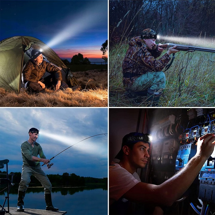 LATARKA LED CZOŁOWA MOCNA AKUMULATOROWA CZOŁÓWKA NA GŁOWĘ USB RÓŻNE TRYBY Źródło światła LED