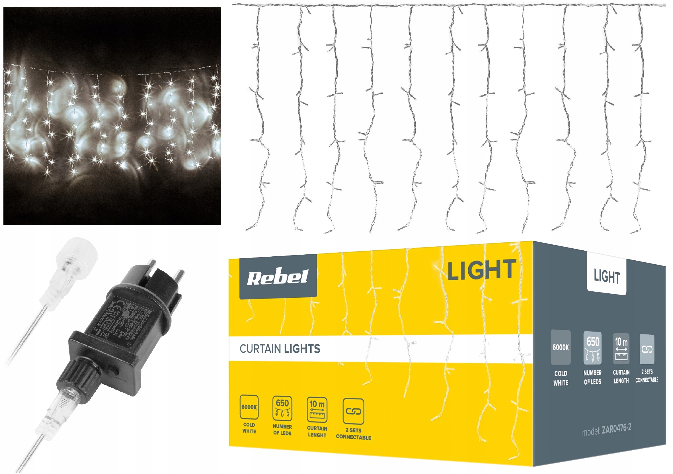 

Kurtyna Świetlna 10M 660 Led Biały Zimny 8 Trybów