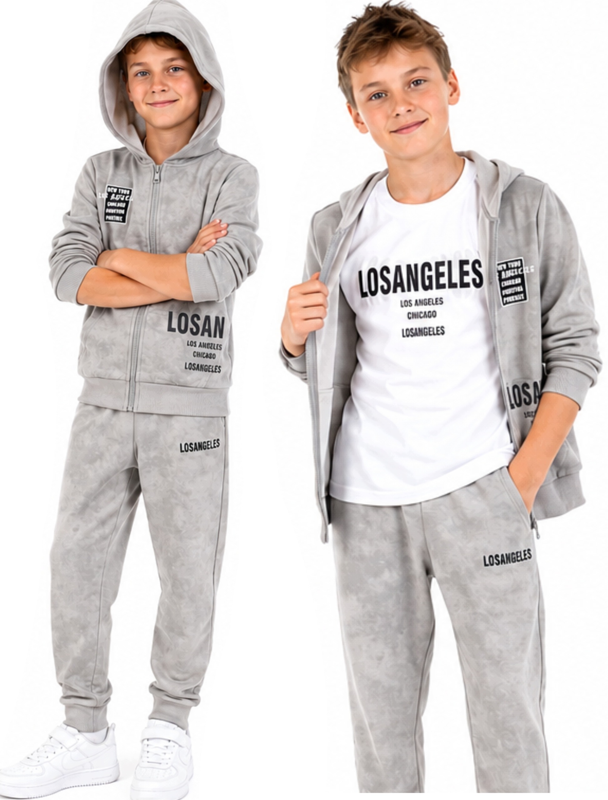 Dres Komplet Chłopięcy Bluza Rozpinana Z Kapturem Spodnie Bluzka 134/140