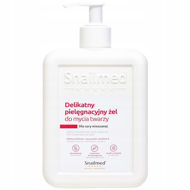 Snailmed Delikatny pielęgnacyjny żel myjący do twarzy cera mieszana 320ml