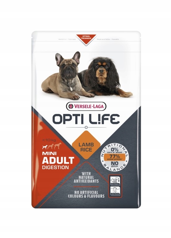 Versele-Laga Opti Life Adult Digestion Mini s jehněčím masem a rýží 2,5 kg