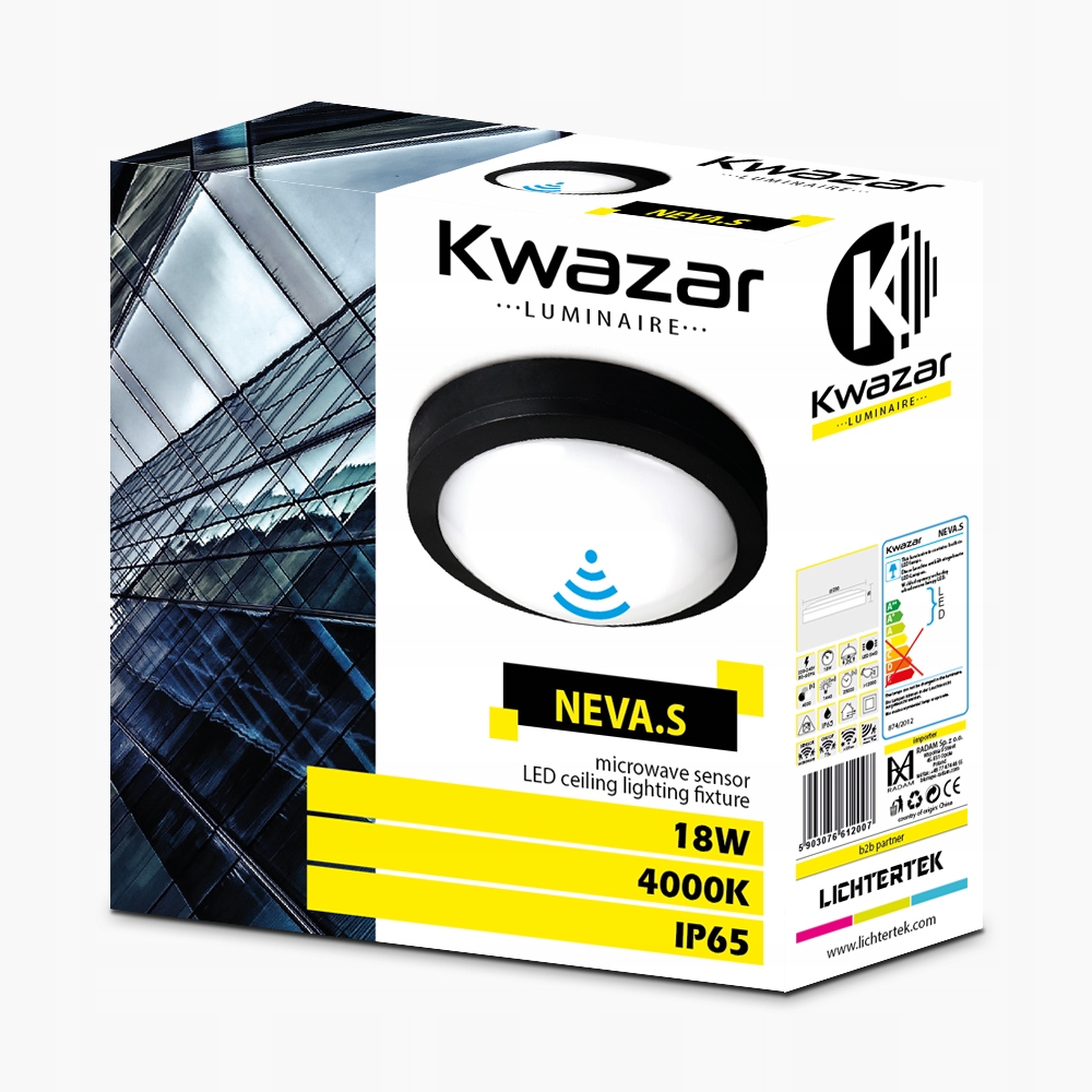 PLAFON ZEWNĘTRZNY LAMPA LED 18W IP65 Z CZUJNIKIEM RUCHU I ZMIERZCHU Kolor biały czarny