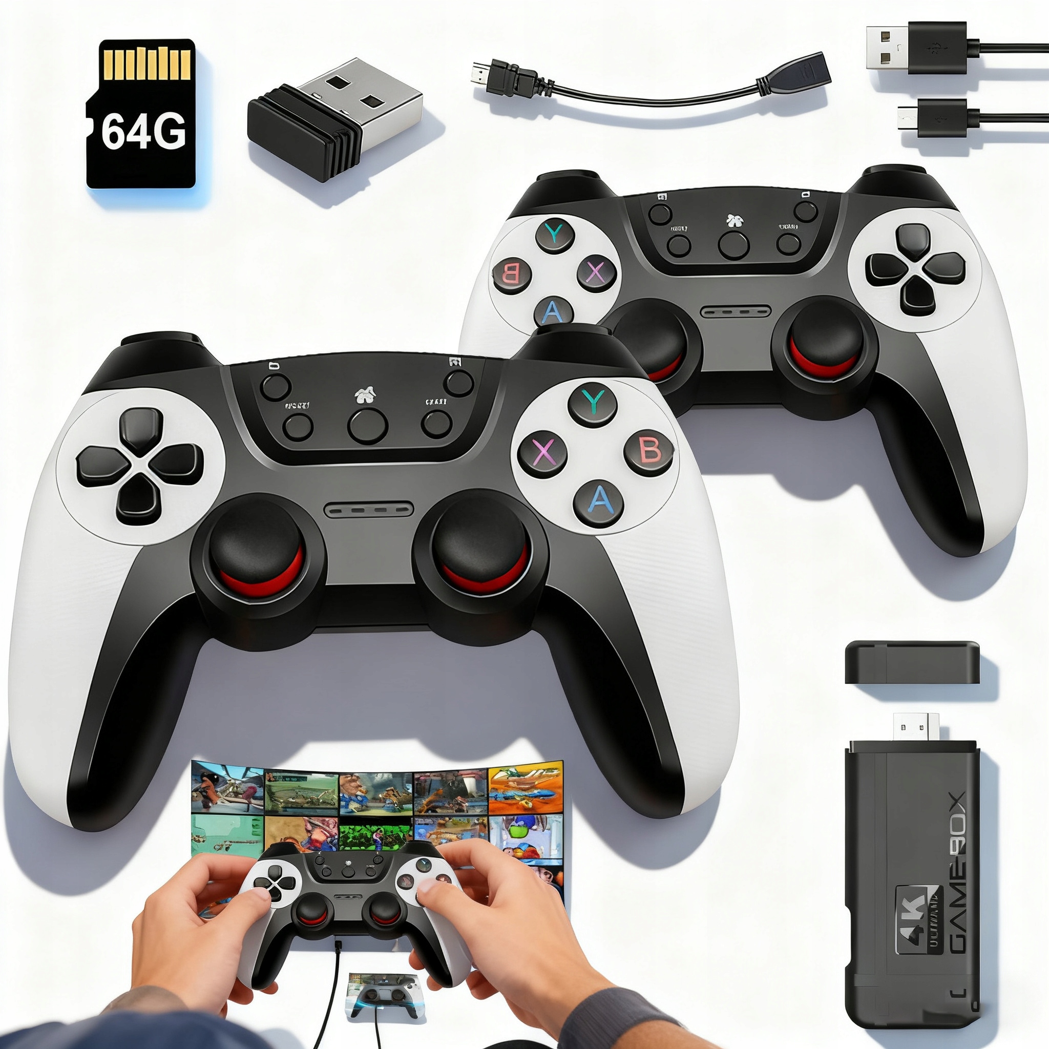 Bezprzewodowa Konsola Do Gier Retro Tv Game Stick Z Kontrolerami 2.4G 64GB