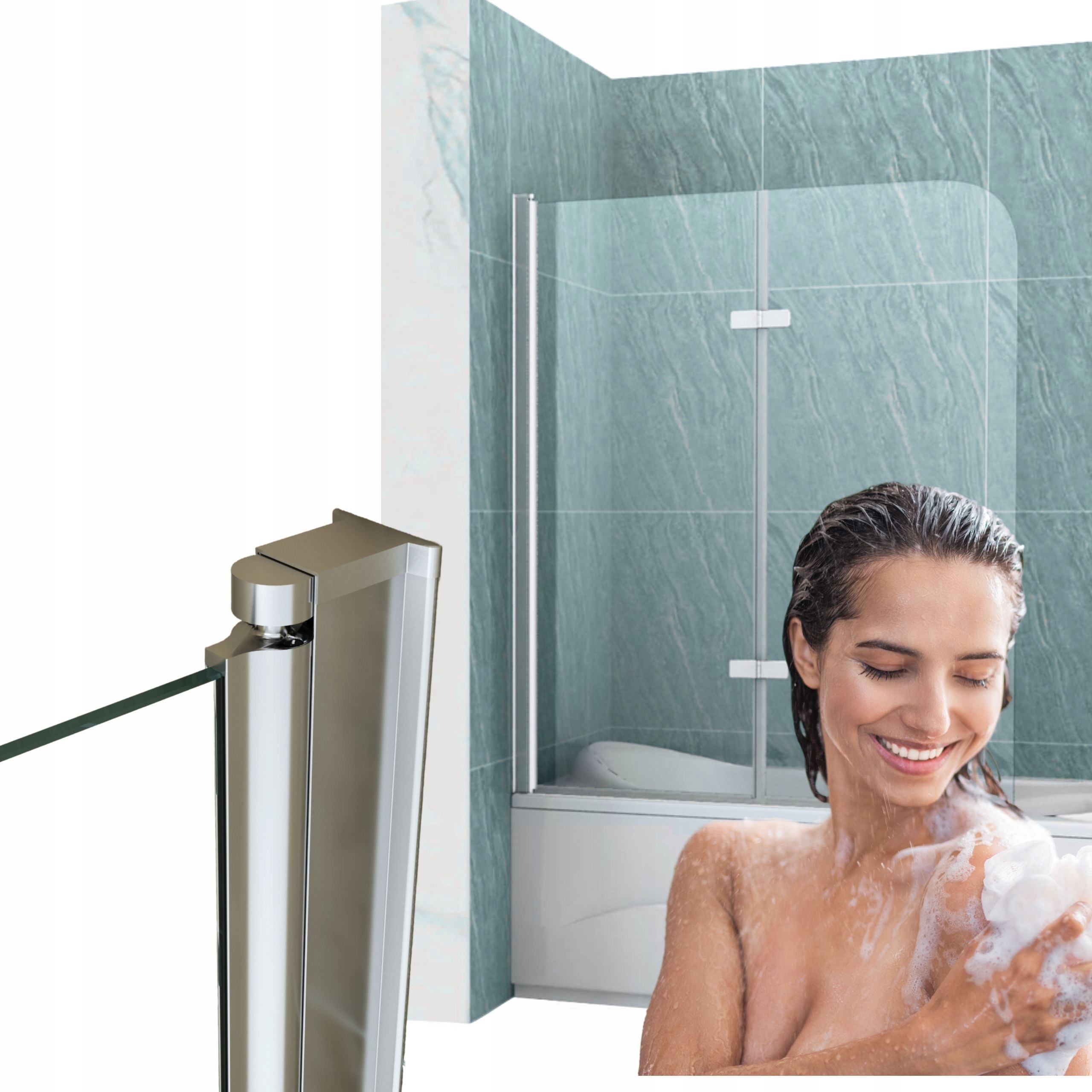 Paraván Vannový Marion Dvoukřídlý 80X140 Otočný Chrom