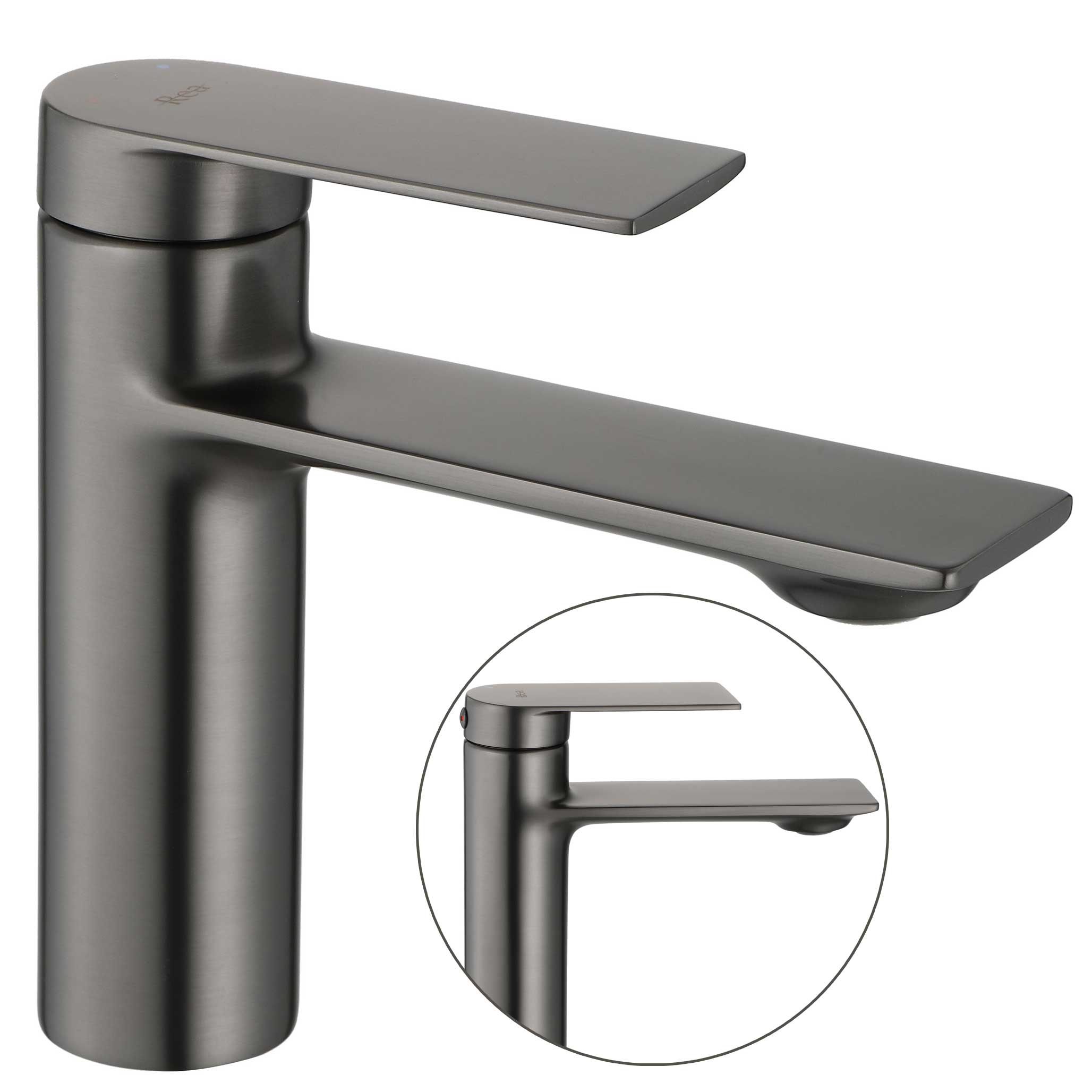 Umývadlová batéria Šedá Matná Stojaca Nízka Rea Storm Grey Okrúhla
