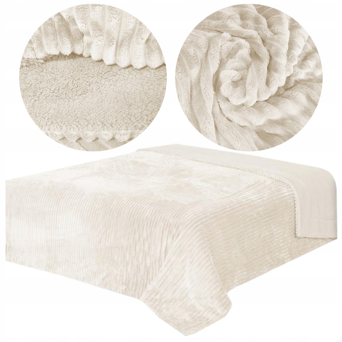 Přehoz 160x200 Koc oboustranný mikrovlákno pruhy Capri Béžová