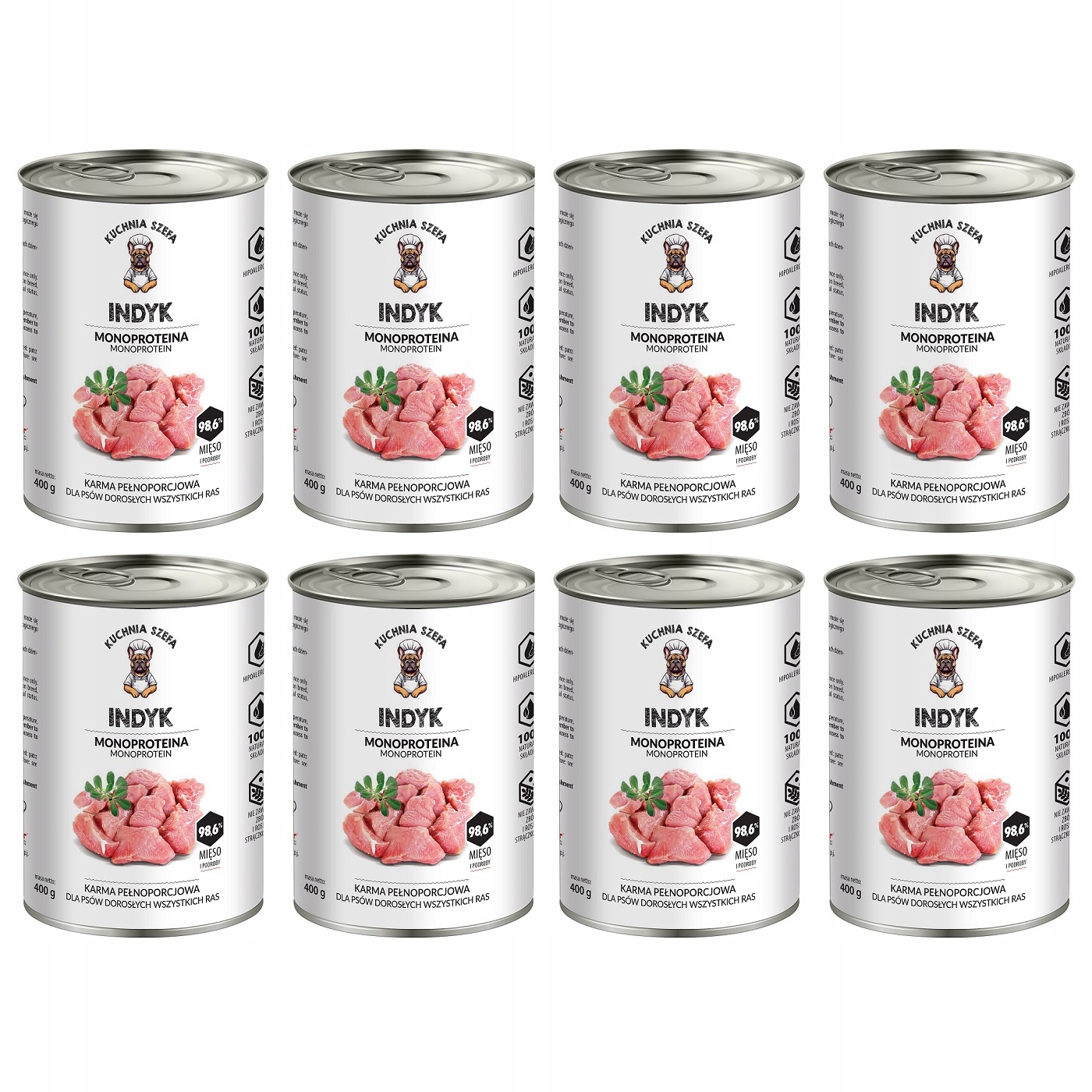 Kuchnia Szefa Mokra Karma Dla Psa Monoproteinowa Indyk Puszka 8x400g