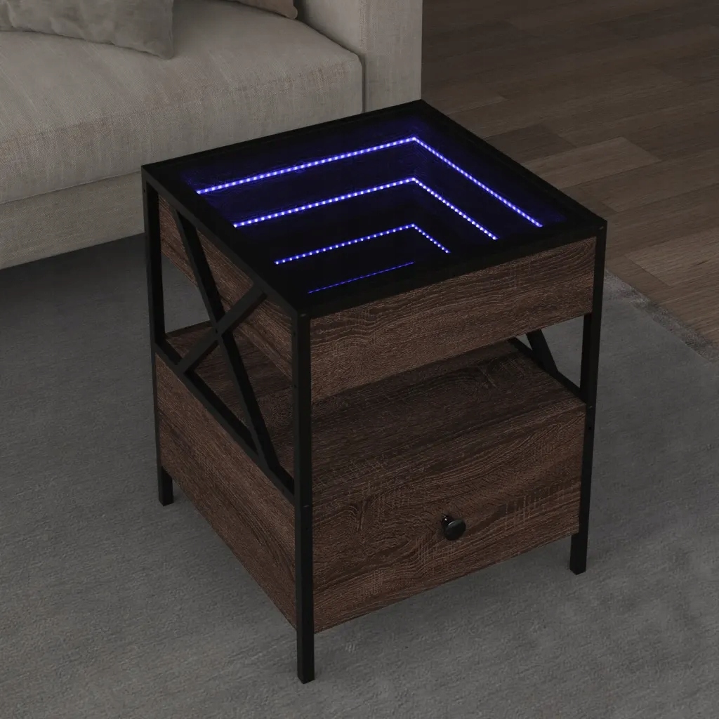 Noční stolek s Infinity Led hnědý dub 40 x 40 x 51 cm Hnědá 847721