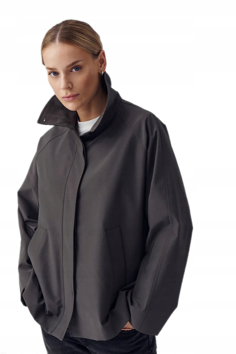 Dámská Volná Bunda S Oversize Podšívkou Šedohnědá Rim Janbor M