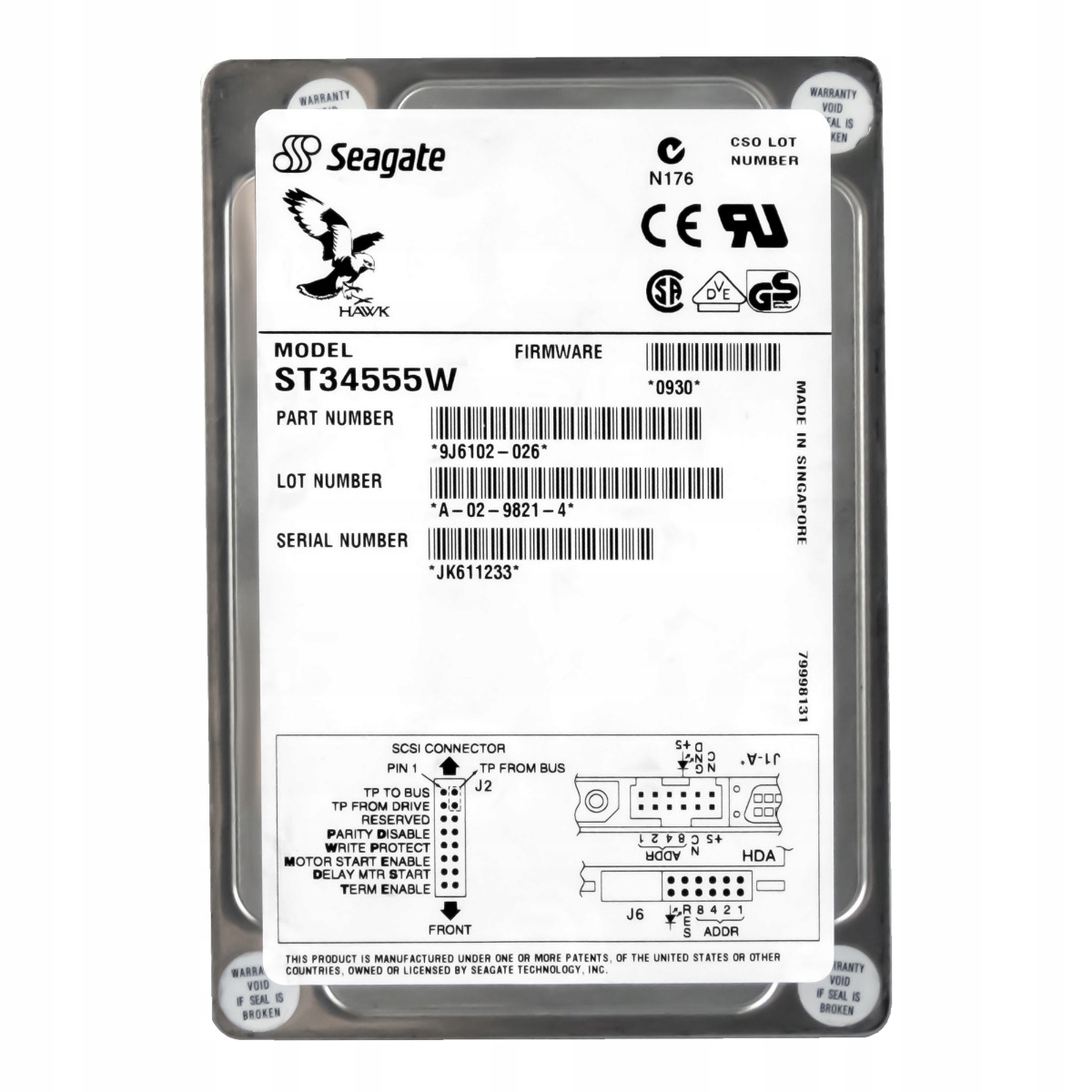 Seagate Hawk 4XL 4.5GB 7.2K Scsi 3.5'' ST34555W