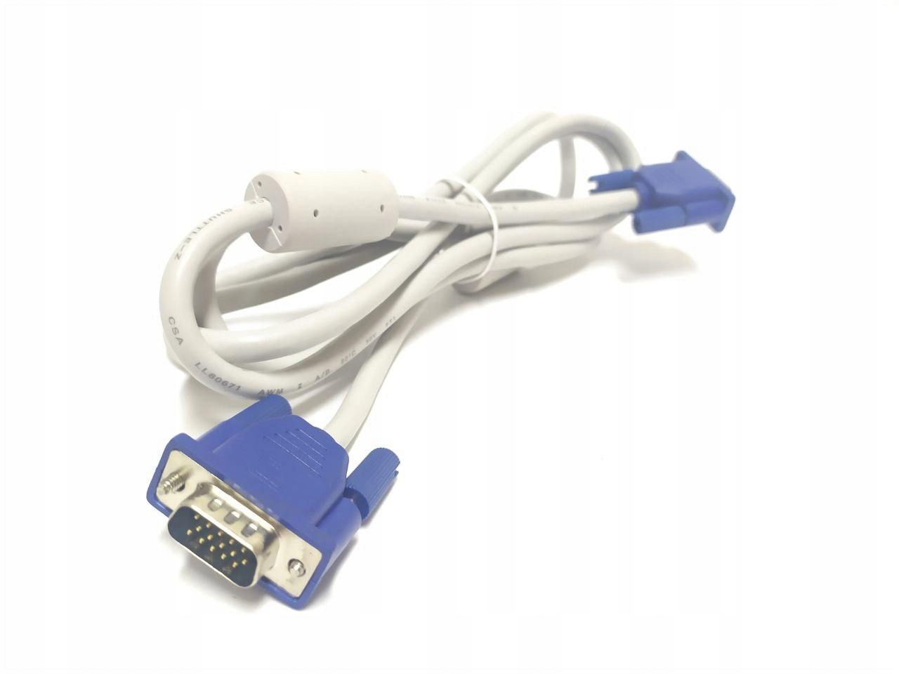 Kabel VGA-VGA, D-SUB, monitor 1,8M, biały