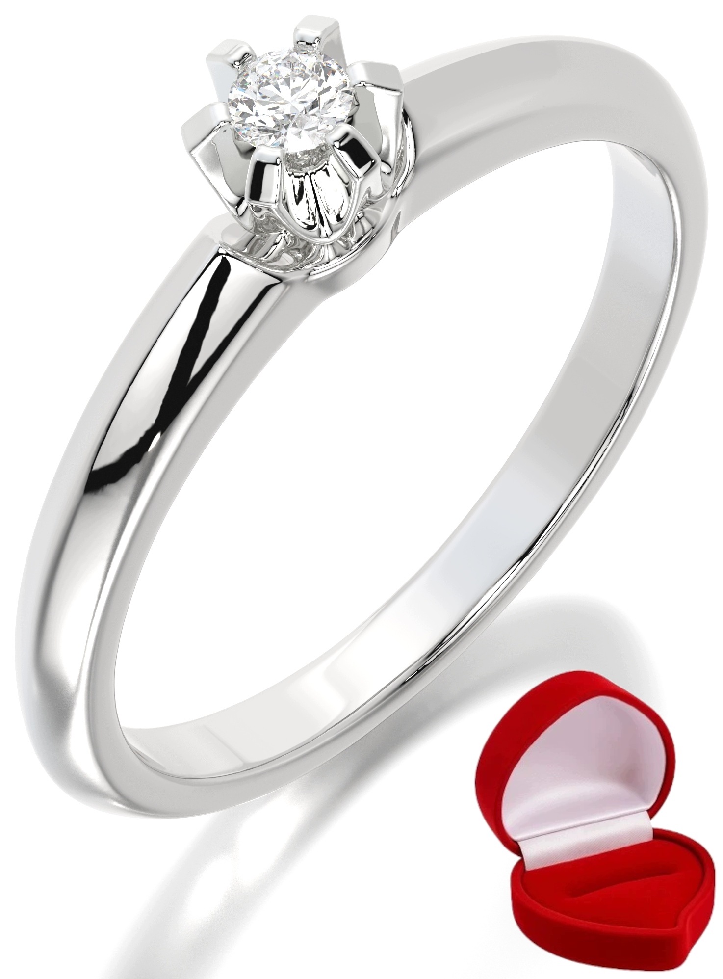 Zlatý Prstýnek 585 14k Diamant Lab 0,06 ct Bílé Zlato R14