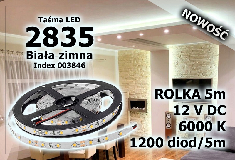 

Taśma Led Premium 2835 5m/1200diod 6000k IP20