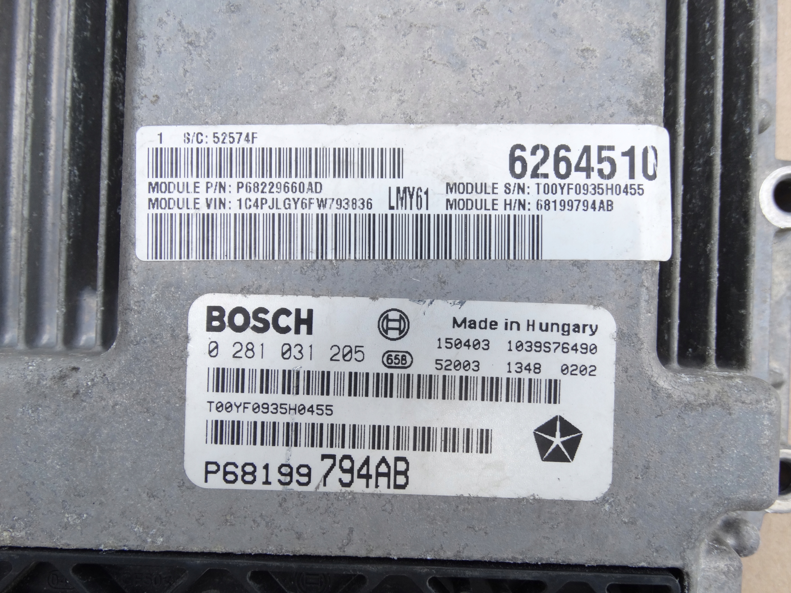 computer control unit of the engine P68199794AB JEEP CHEROKEE V KL 2.0 CRD
