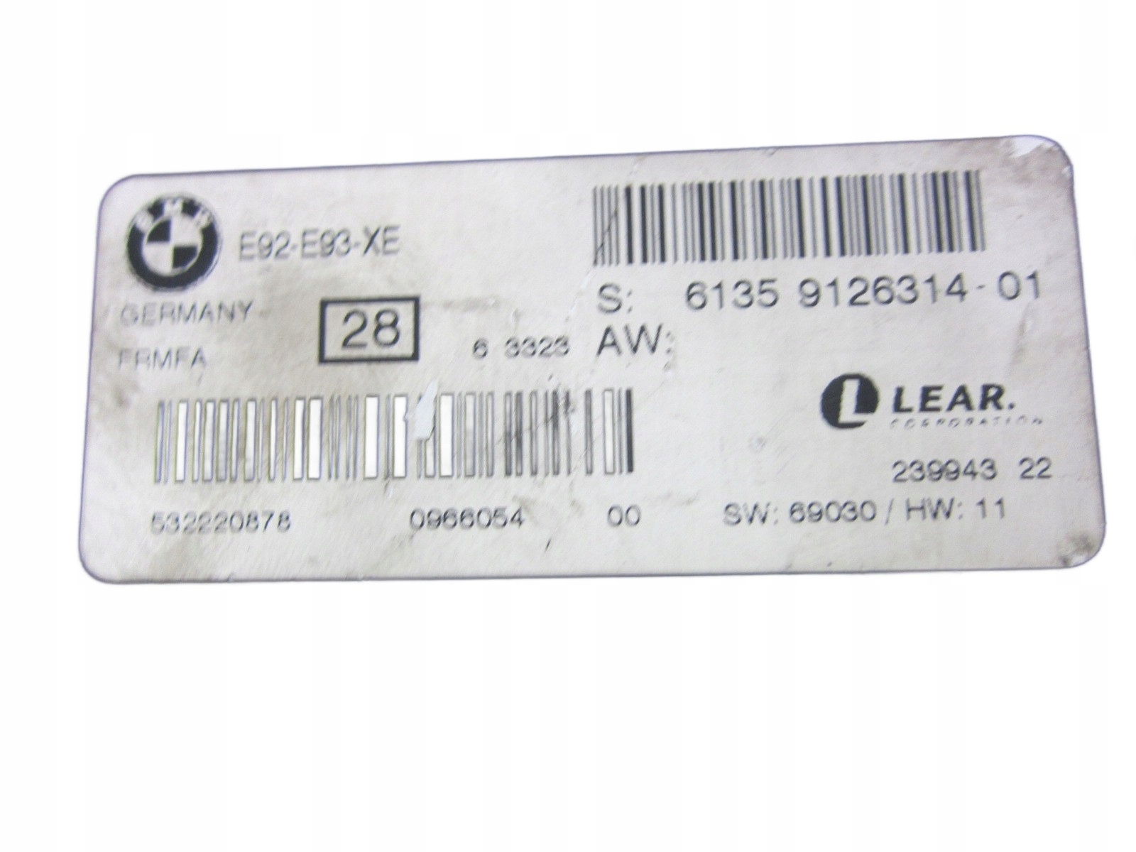 BMW E93 E92 module of the lights control unit 9126314