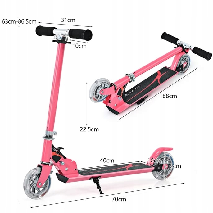 HULAJNOGA SKŁADANA DLA DZIECI Z KOŁAMI LED 70KG EAN (GTIN) 6970866971421