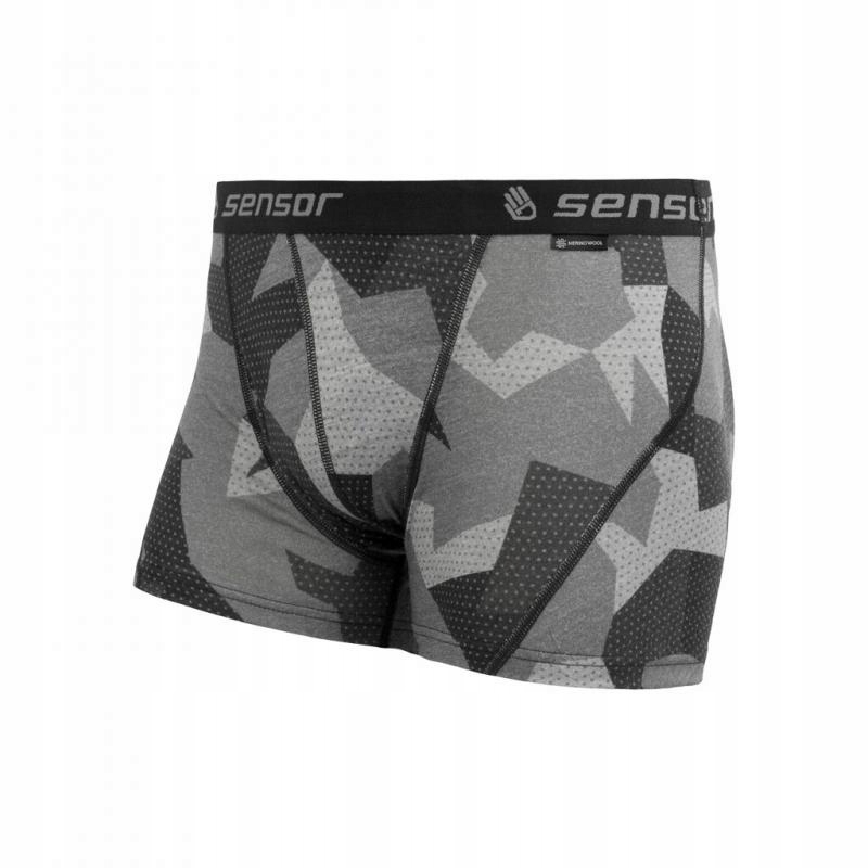 Sensor Trenky Merino Impress pánské černá camo S