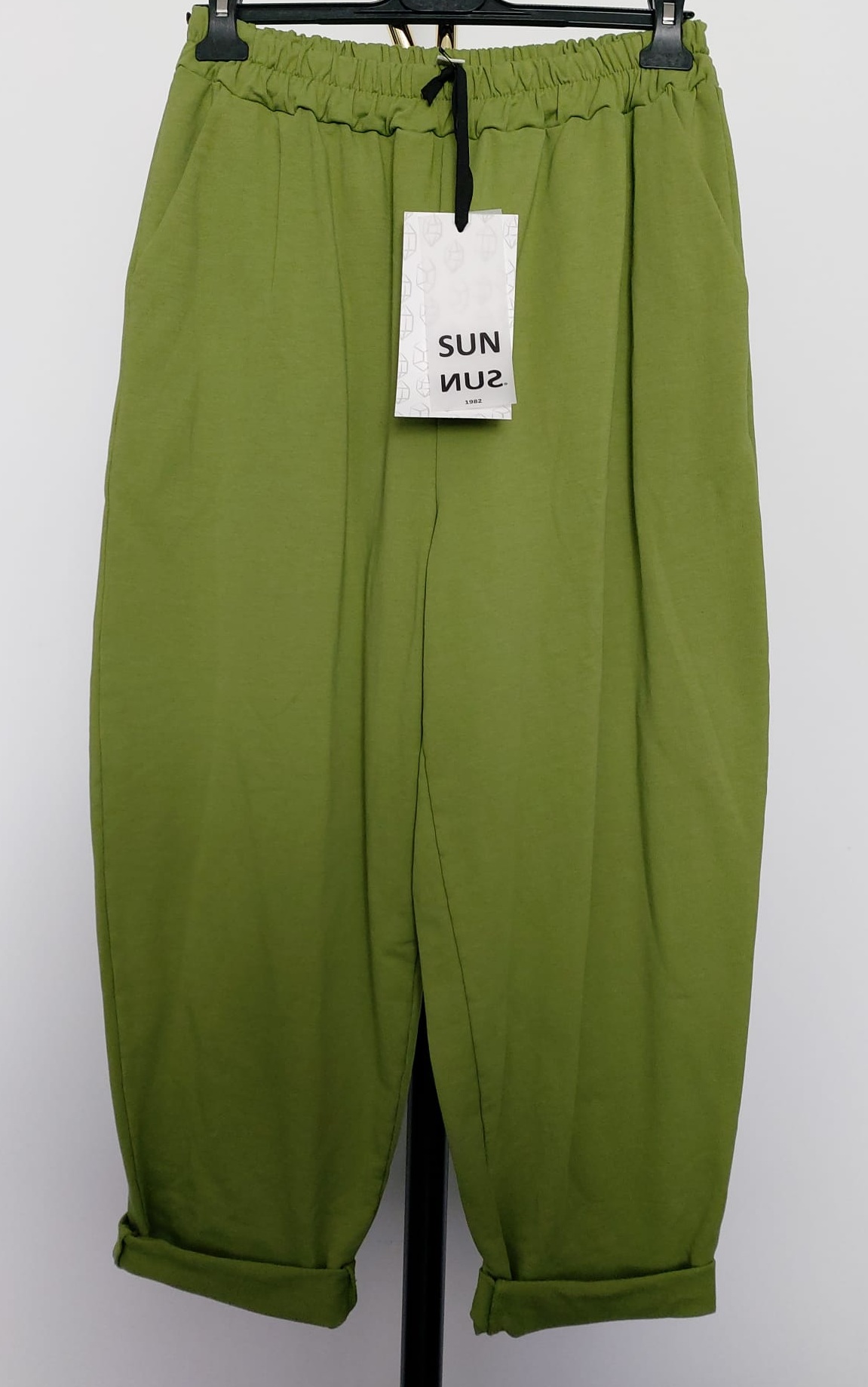 Sun Sun spodnie balloon zielone Uni do 44/46/48 Italia bawełna