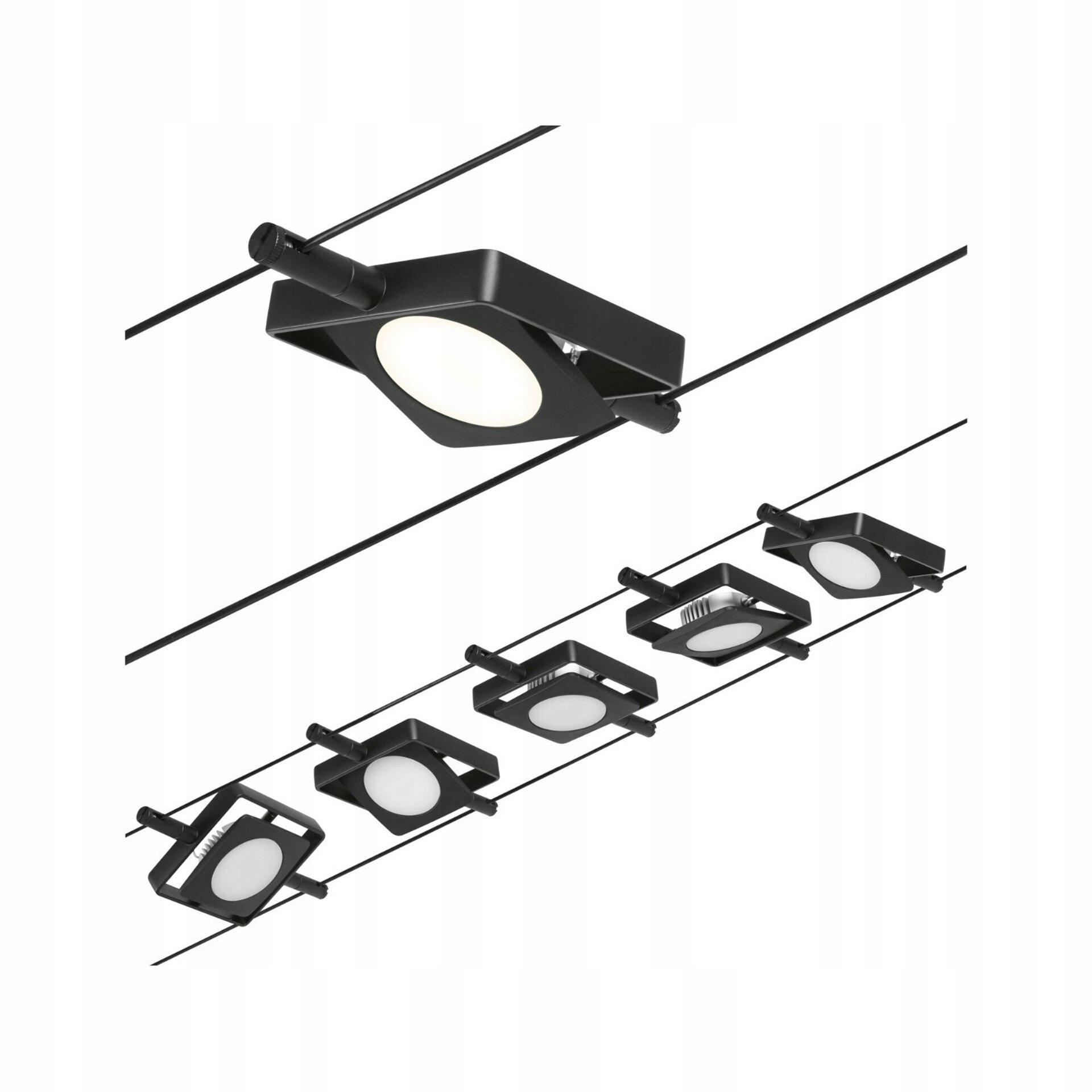 Paulmann MacLED Led lankový systém 5x4, 5W 3000K čierna mat/chróm sada