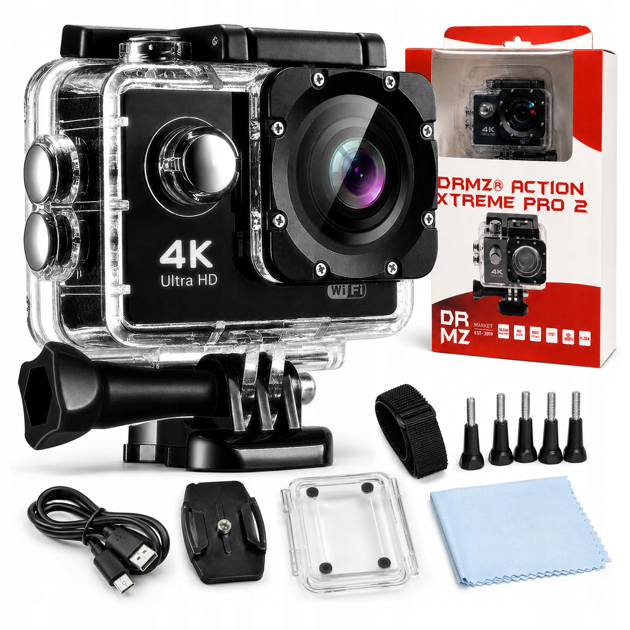 Športová Kamera 4K Full Hd Drmz ActionXtreme Pro 2 Držiaky Vodotesná 30M