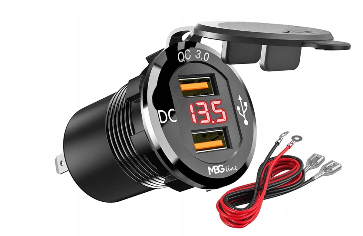 

Szybka ładowarka samochodowa wtyczka 2x Usb Qc B9H