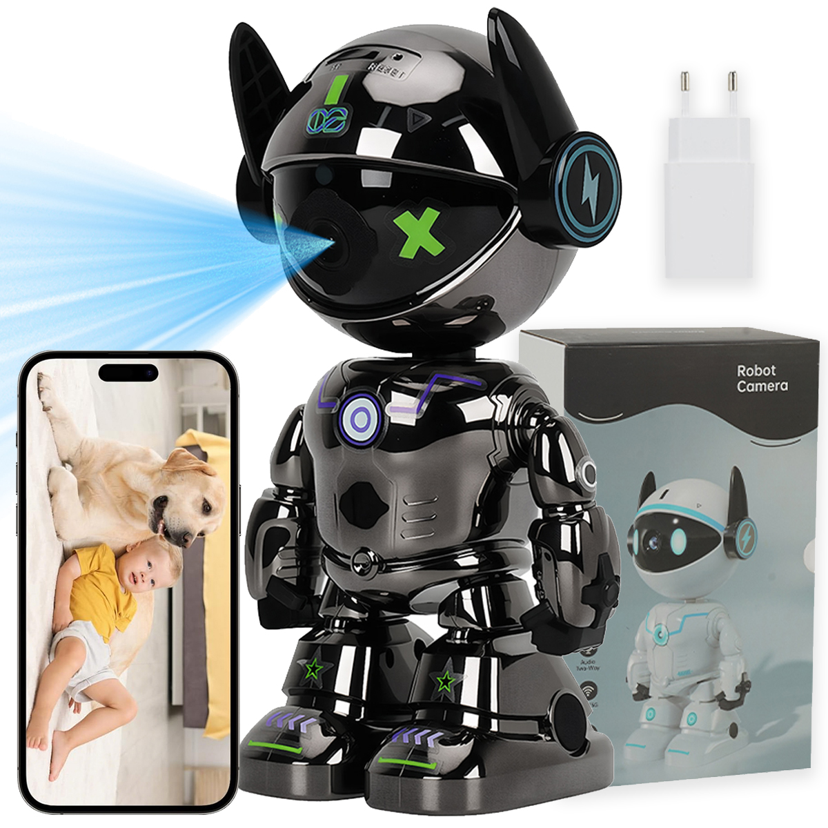 Robot Kamera WiFi 2MP/1080P Obousměrná Videokamera Pro Zvířata