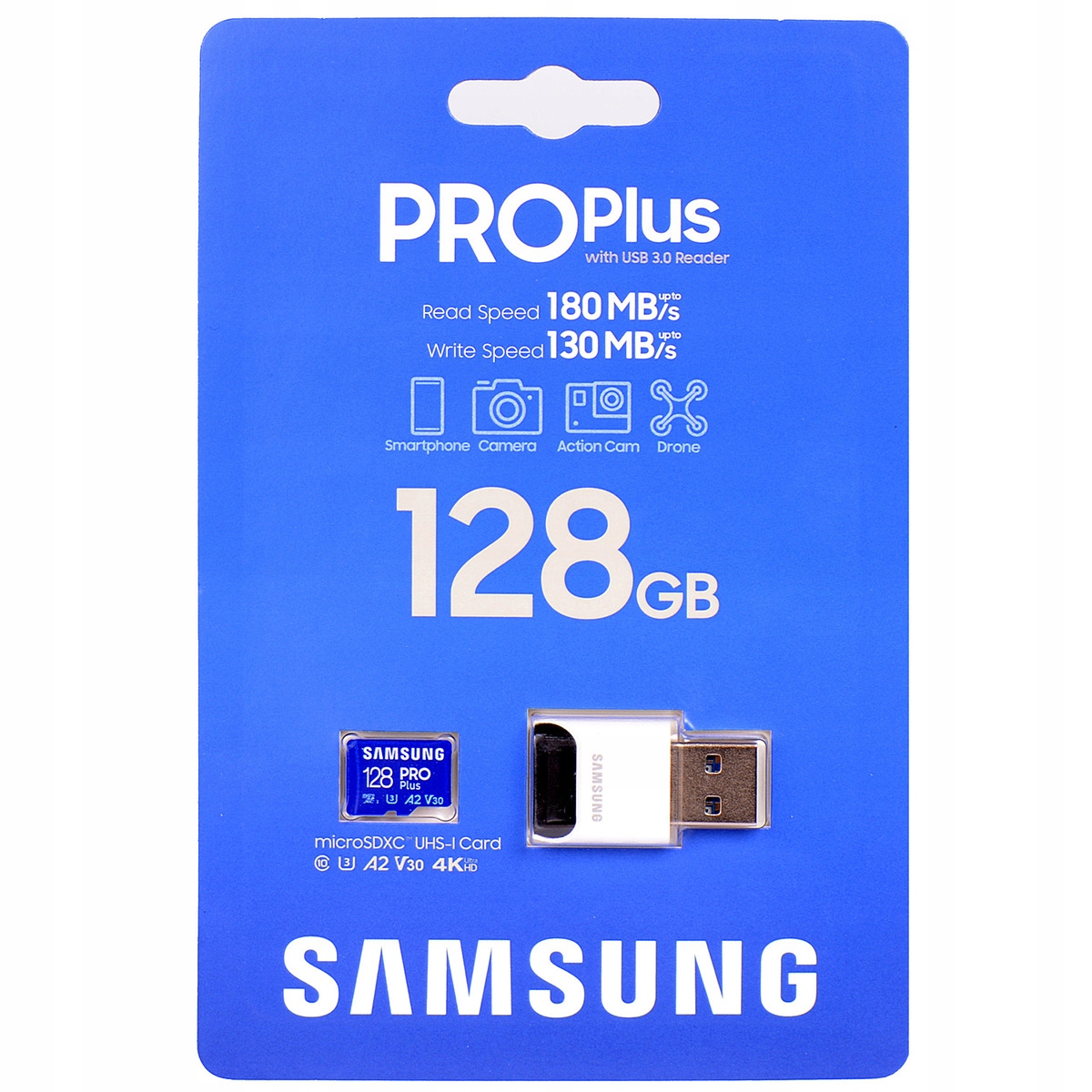KARTA Samsung Pro PLUS 2023 microSDXC 128GB UHS-I U3 + czytnik kart pamięci Kod producenta MB-MD128SB/WW