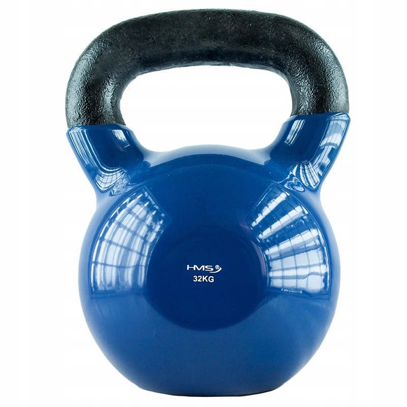 Kettlebell Żeliwny 32kg Winyl Hms KNV32 Ciężarek do Ćwiczeń Niebieski