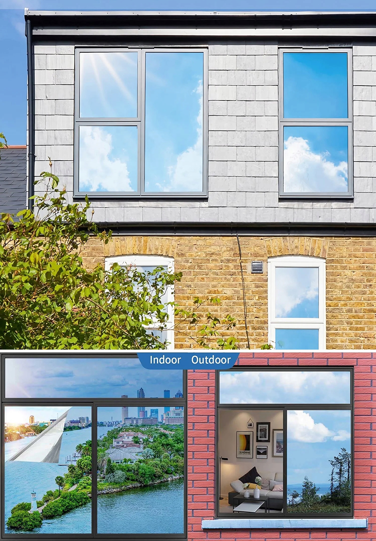 NIEBIESKA FOLIA ZACIEMNIAJĄCA PRZECIWSŁONECZNA PRYWATNOŚĆ LUSTRZANA 100*200 Szerokość naklejki 100 cm