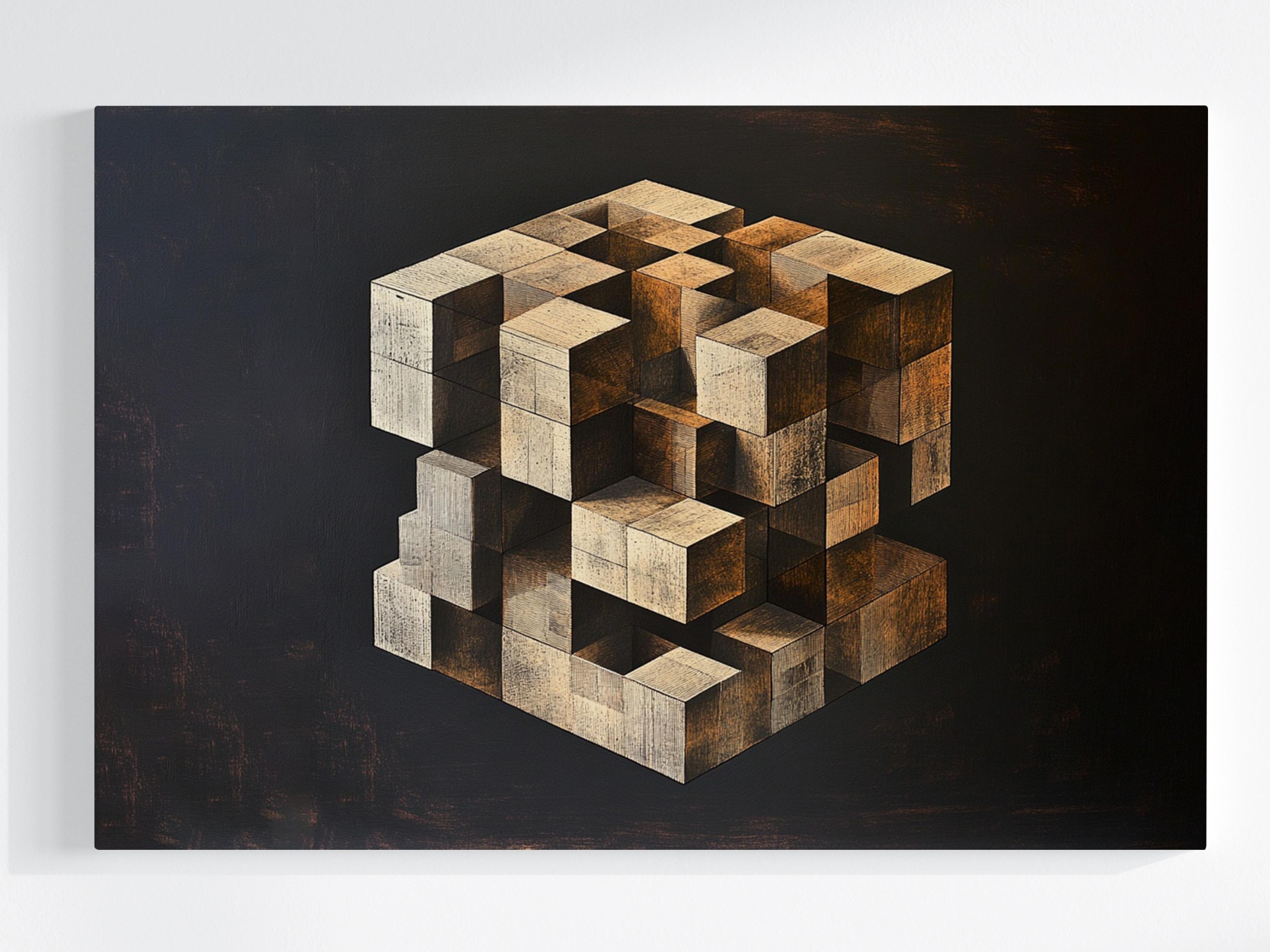 Obraz Na Plátně Canvas Abstrakce Kostka Krychle Puzzle Iluze 3D 120x80