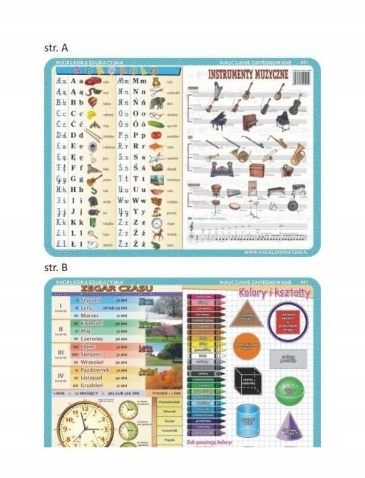 PODKŁADKA EDUKACYJNA 001 - ABECADŁO, ZEGAR, KOLORY I..