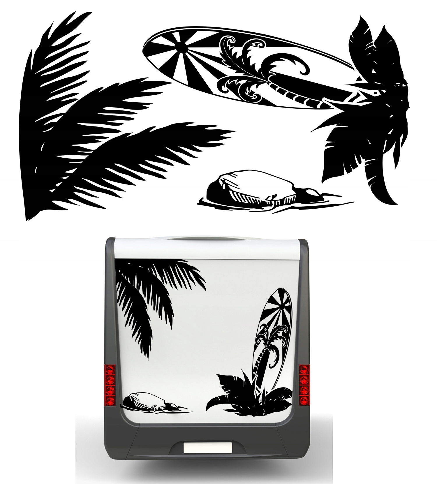 Nálepka Na Karavan Autobusu S Velkým Surfovacím Přívěsem