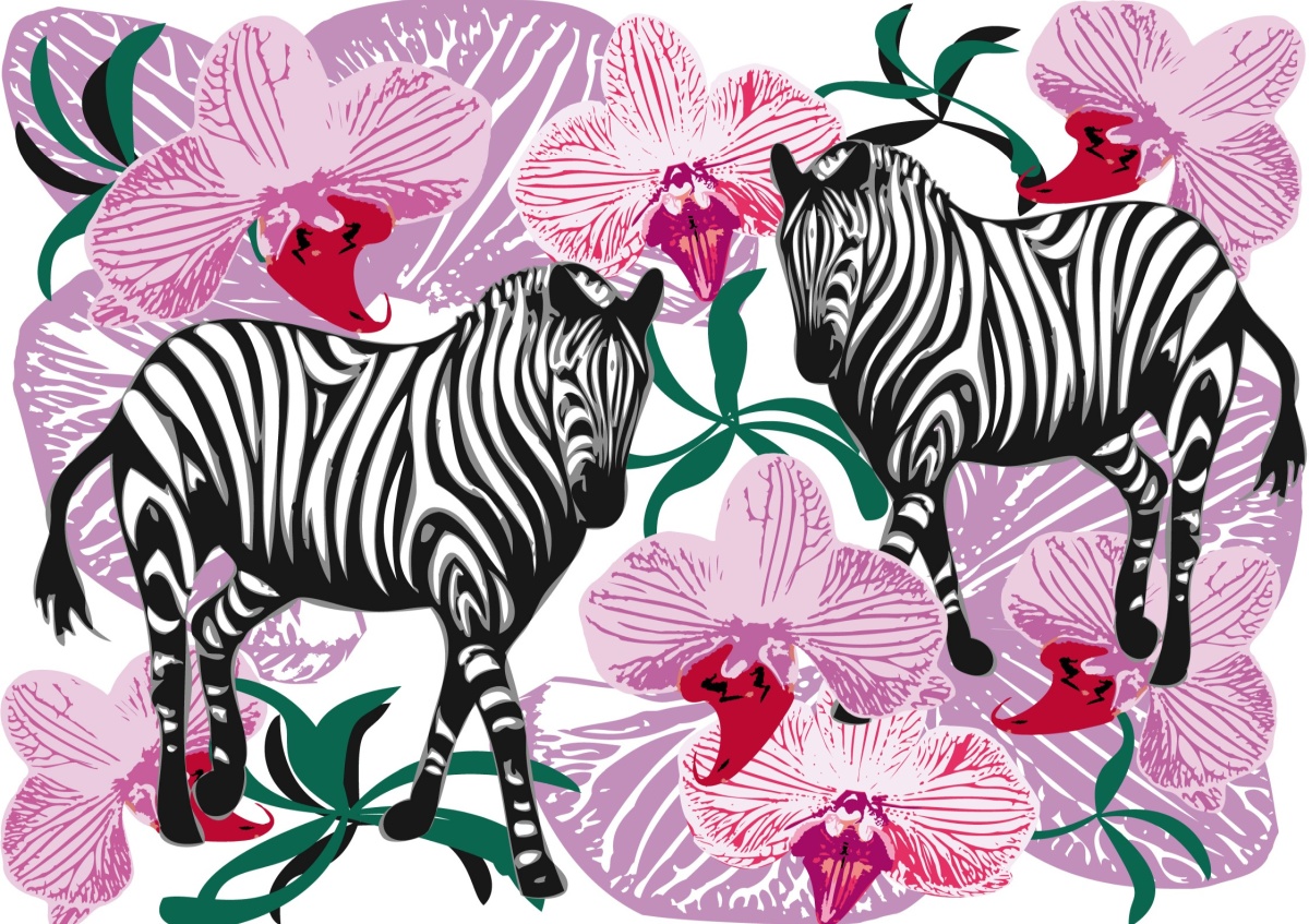 

Tapeta Flizelina Zebry Kwiat orchidei - 312x219