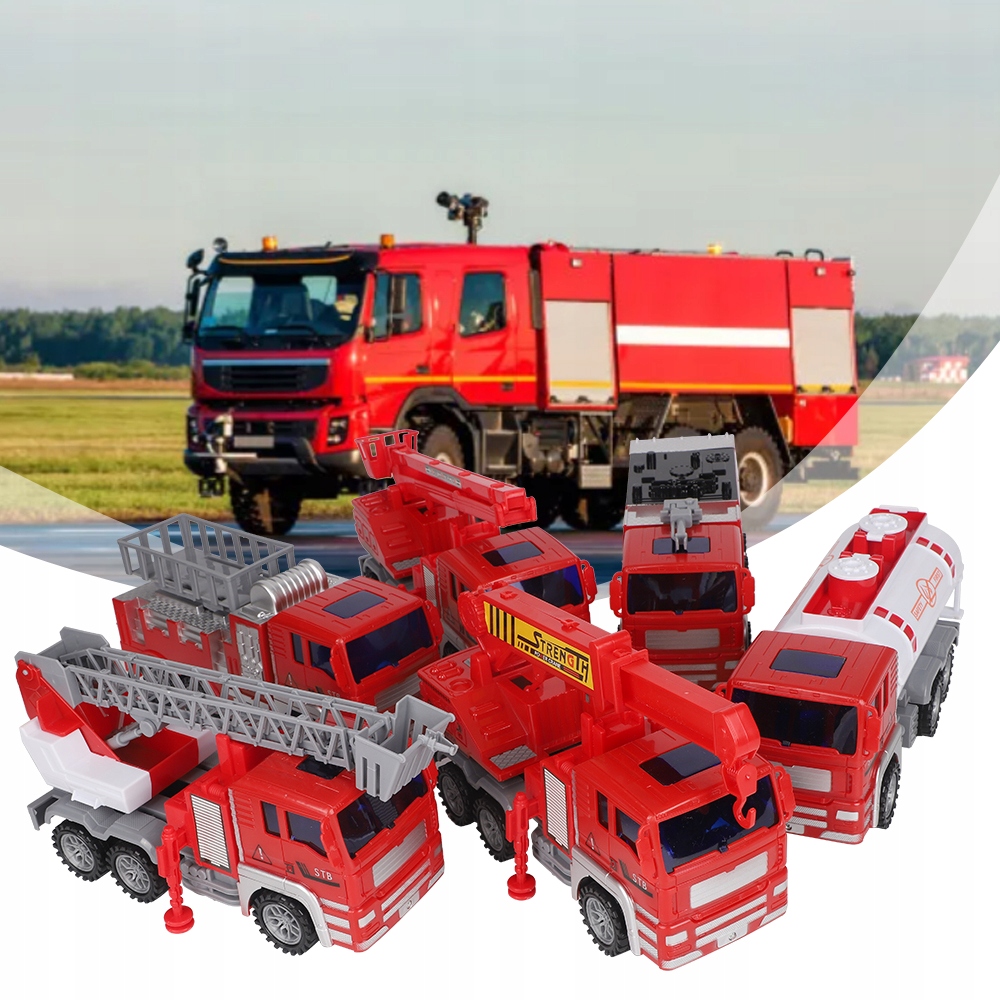 AUTKA STRAŻ POŻARNA XXL ZESTAW 6W1 SAMOCHODZIKI WÓZ STRAŻACKI MAŁE AUTA Baterie brak