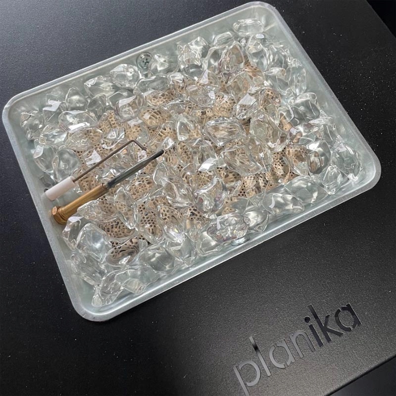 Ogrzewacz tarasowy Kominek gazowy Faro Szary + Pokrowiec Planika Maks. szerokość 36 cm