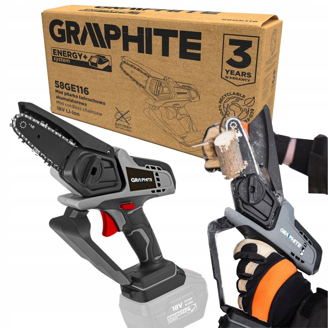 Graphite 58GE116 Mini piła łańcuchowa akumulatorowa Energy+ 18V Li-lon