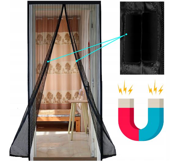 MOSKITIERA MAGNETYCZNA NA DRZWI SIATKA NA MAGNES 210x100cm Waga produktu z opakowaniem jednostkowym 0.2 kg