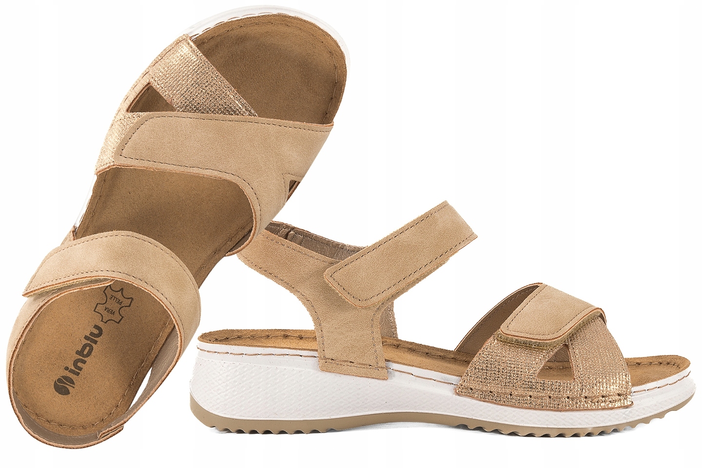 Inblu SD-05 Dámské Sandály Komfort Kožená Stélka Soft Pu písková 39