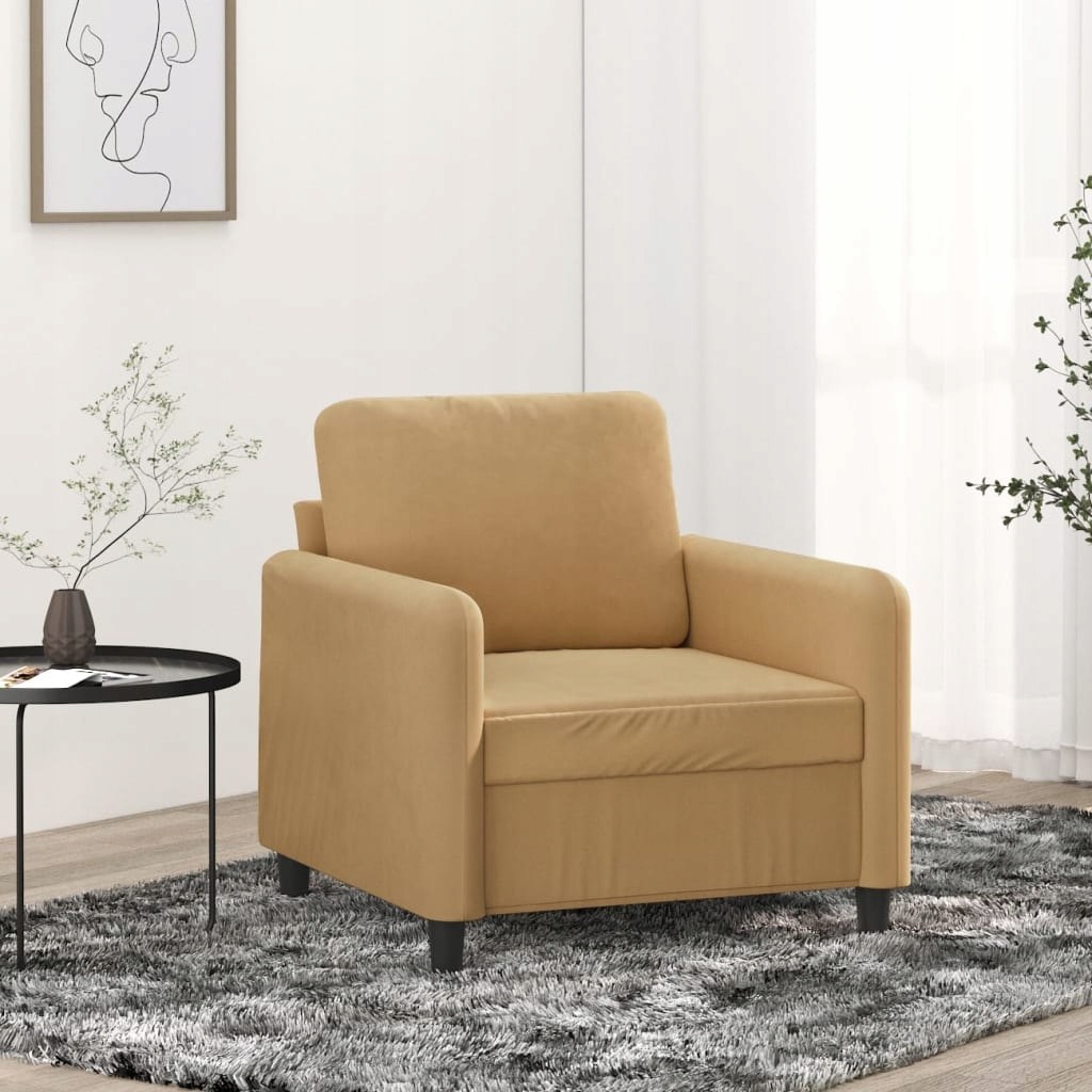 FOTEL BRĄZOWY 60CM OBITY AKSAMITEM